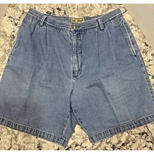 Sun River Pleated Men's Denim Shorts VTG Retro Preppy Y2K Sz 34x7 100% Cotton